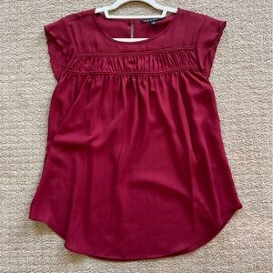 Beautiful Red Blouse With Flutter sleeves Ruffled